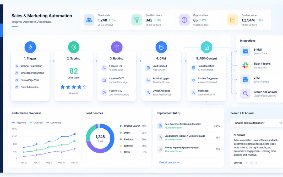 Mehr Leads, weniger Handarbeit: Die 90‑Tage‑Strategie für Marketing‑Automation (n8n, HubSpot & AEO) im Sales‑Alltag