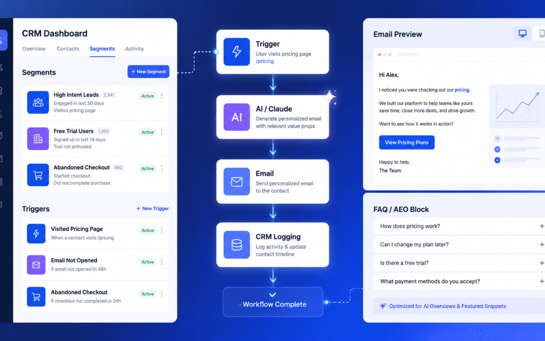 AI-Automation im Marketing: So baust du ein CRM-gestütztes E-Mail-System mit Claude, Zapier & AEO-Content (ohne Chaos)